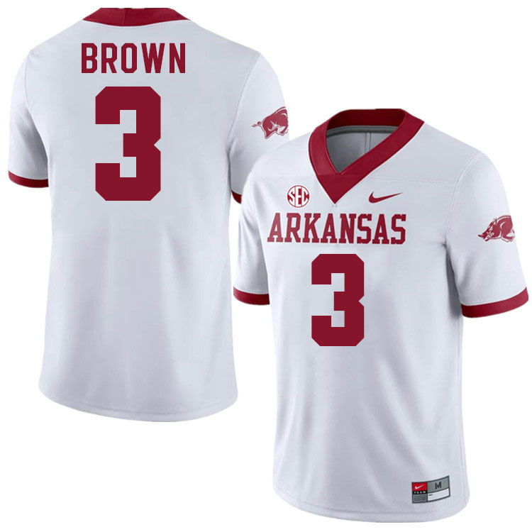 #3 CJ Brown Arkansas Jersey,Arkansas Razorbacks College Football Jerseys Stitched-White  #3 CJ Brown Arkansas Jersey,Arkansas Razorbacks College Football Jerseys Stitched-White